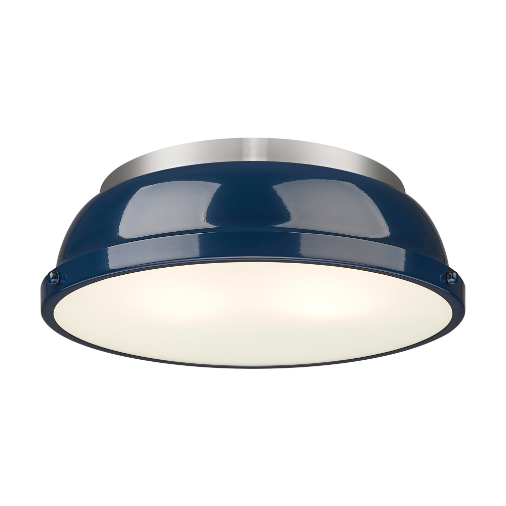 Yep by Golden Lighting Duncan 2-light Flush Mount in Pewter and Navy Blue shade